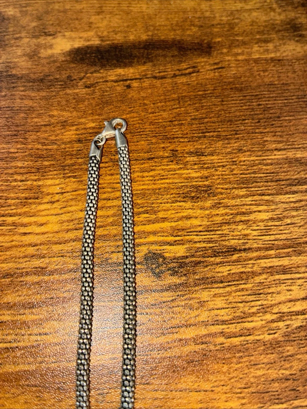 Silver-Tone Necklace with Blue-Green Faceted Pendant